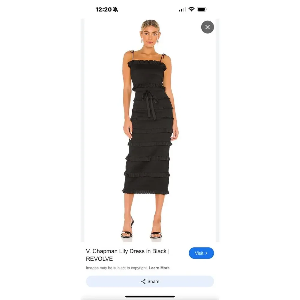 V. Chapman The Lily Midi-Length Dress Sleeveless in Black Size 10 NWT - Picture 4 of 15